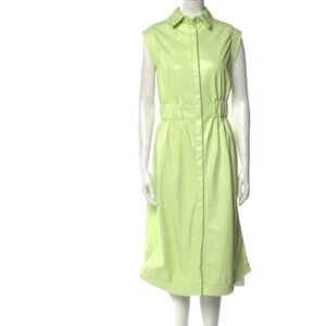 House of Harlow 1960 Vegan Leather Lime Green Midi Dress, S